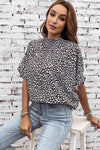 Printed Mock Neck Dolman Sleeve Blouse Black Blouses - Tophatter Daily Deals