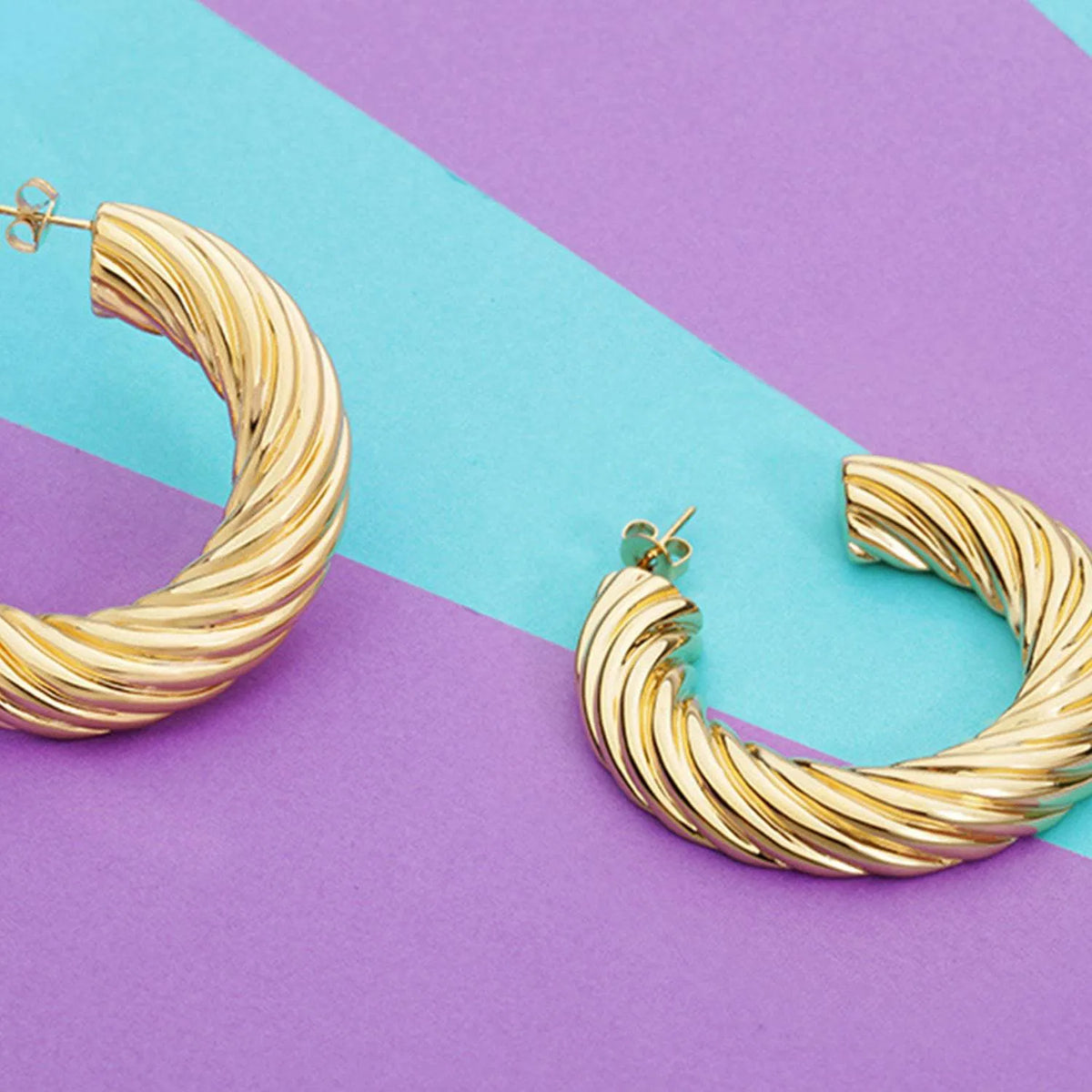 Gold-Plated C-Hoop Earrings Earrings - Tophatter Daily Deals