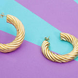 Gold-Plated C-Hoop Earrings Earrings - Tophatter Daily Deals
