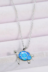 Opal Turtle Pendant Chain-Link Necklace Opal - Tophatter Daily Deals