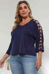 3/4 Sleeve Cutout Detail Top Women's T-Shirts - Tophatter Daily Deals