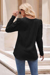 Round Neck Puff Sleeve Blouse Blouses - Tophatter Daily Deals