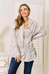 Jade By Jane Full Size Snakeskin Print Ruffle Hem Hoodie Blouses - Tophatter Daily Deals