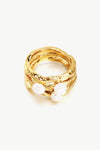 18K Gold-Plated Three Pearl Ring Rings - Tophatter Daily Deals