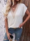 Heathered V-Neck Short Sleeve T-Shirt White Women's T-Shirts - Tophatter Daily Deals