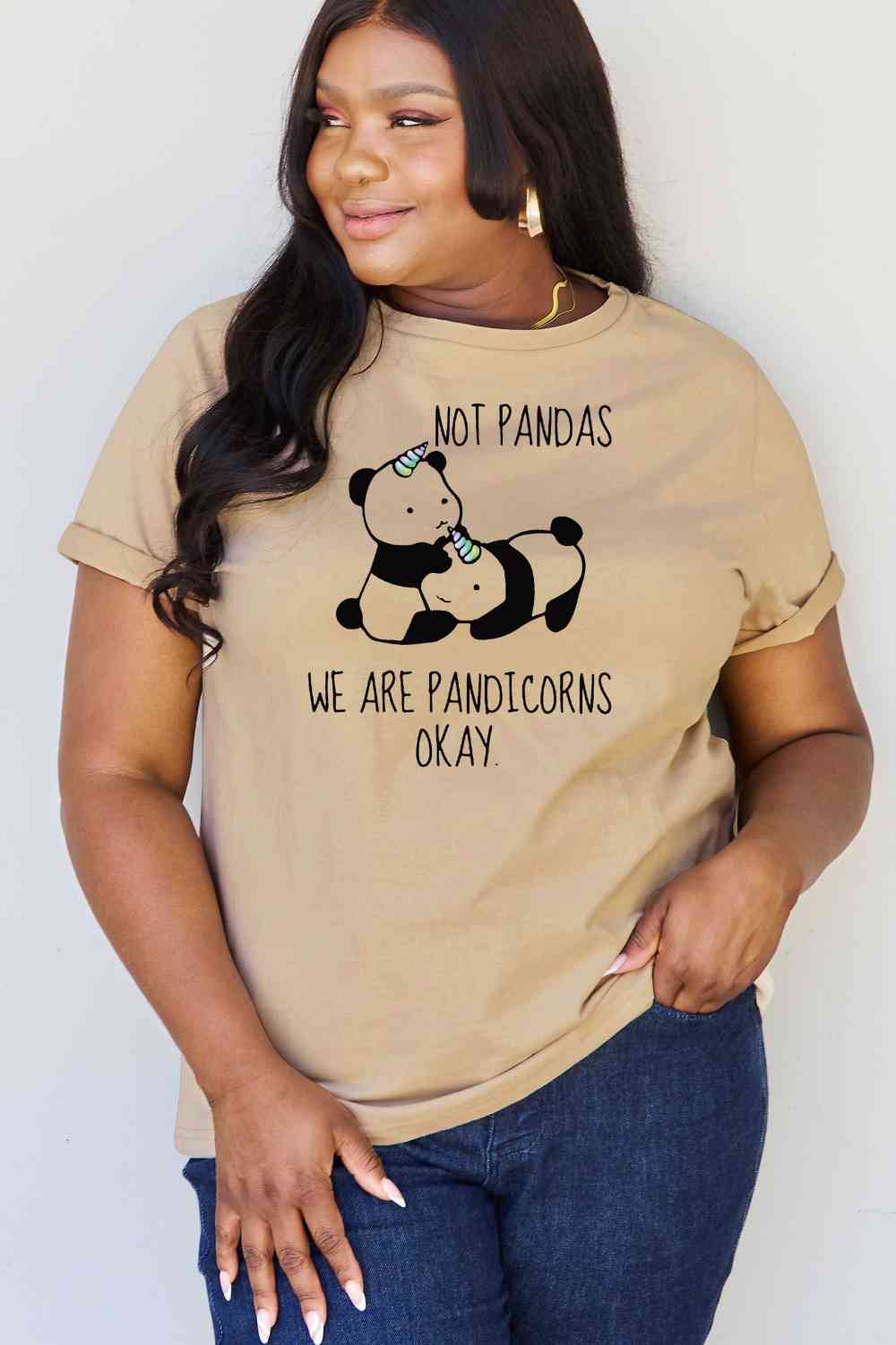 Simply Love Full Size Pandicorn Graphic Cotton T-Shirt Women's T-Shirts - Tophatter Daily Deals