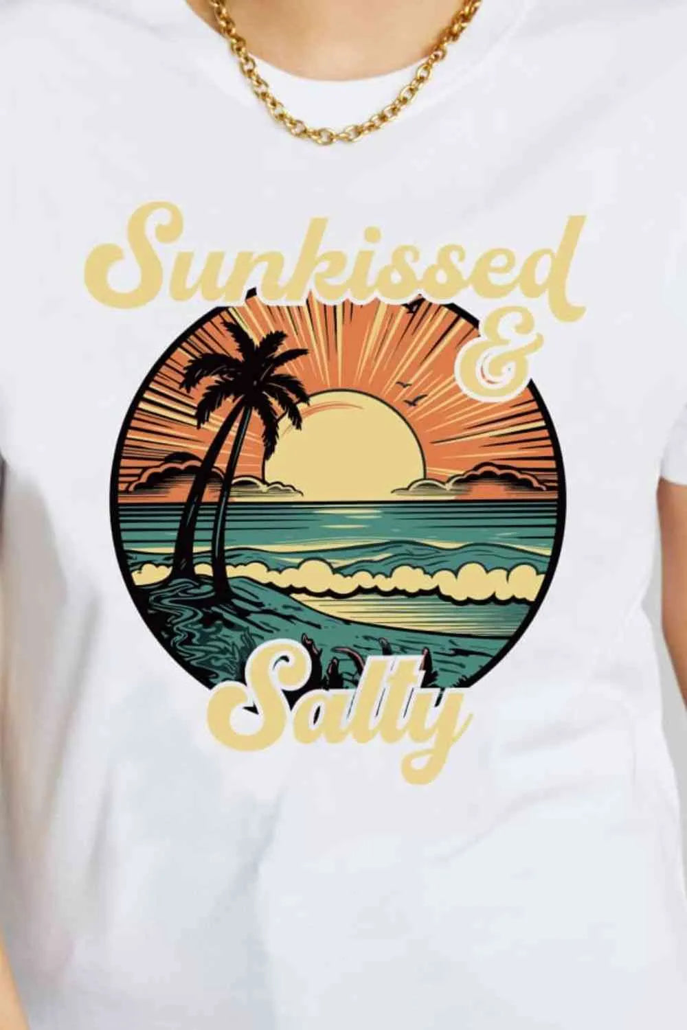 Simply Love Full Size SUNKISSED & SALTY Graphic Cotton T-Shirt Women's T-Shirts - Tophatter Daily Deals