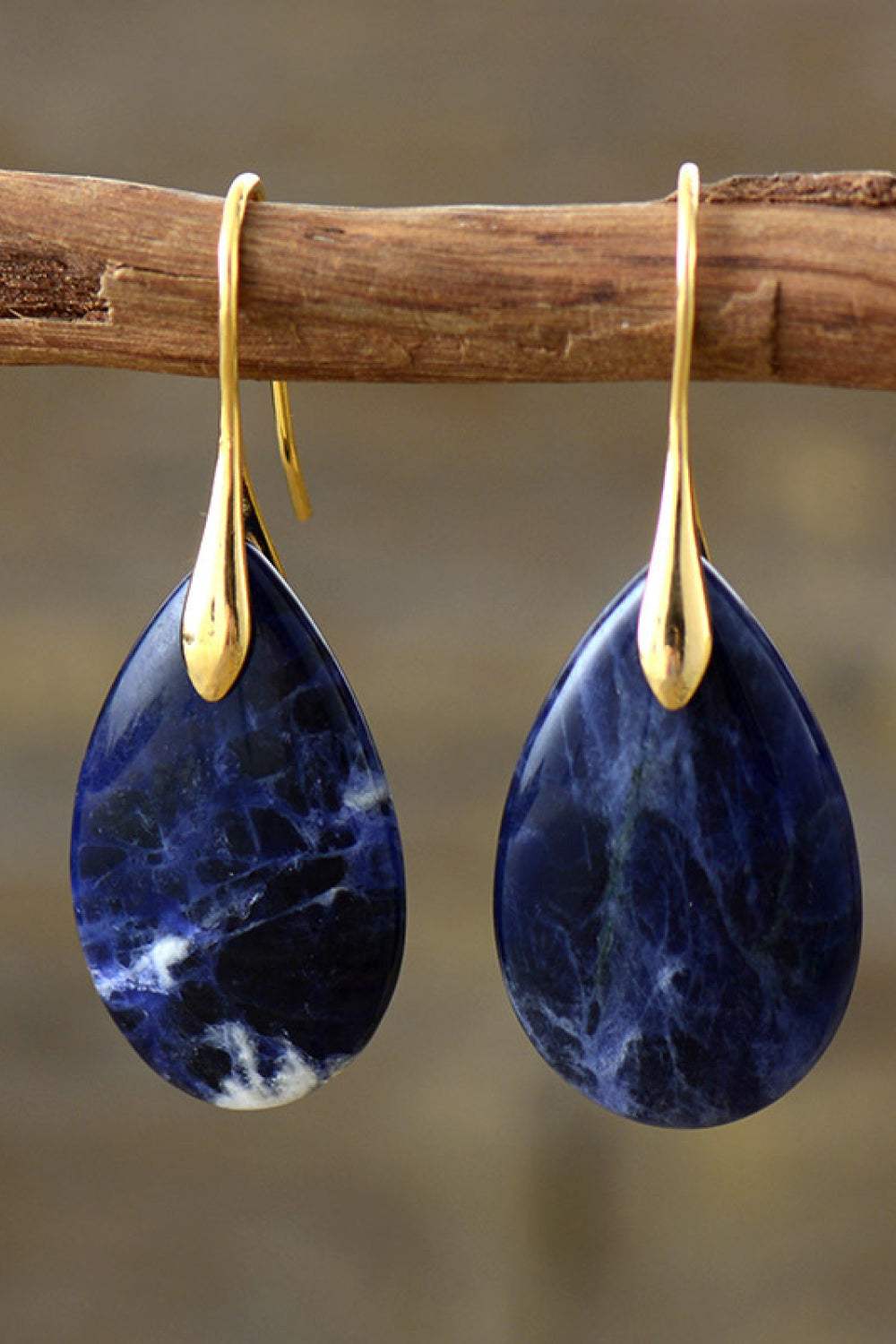 Natural Stone Teardrop Earrings Gold One Size Earrings - Tophatter Daily Deals