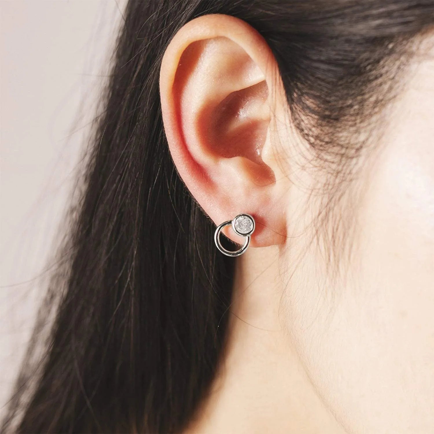 Inlaid Zircon 925 Sterling Silver Stud Earrings Earrings - Tophatter Daily Deals