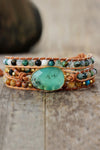 Natural Stone & Agate Layered Bracelet Gum Leaf One Size Bracelets - Tophatter Daily Deals