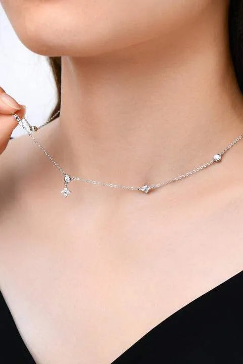 Moissanite 925 Sterling Silver Necklace Silver One Size Moissanite - Tophatter Daily Deals