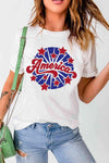 AMERICA Star Graphic Round Neck Tee Women's T-Shirts - Tophatter Daily Deals