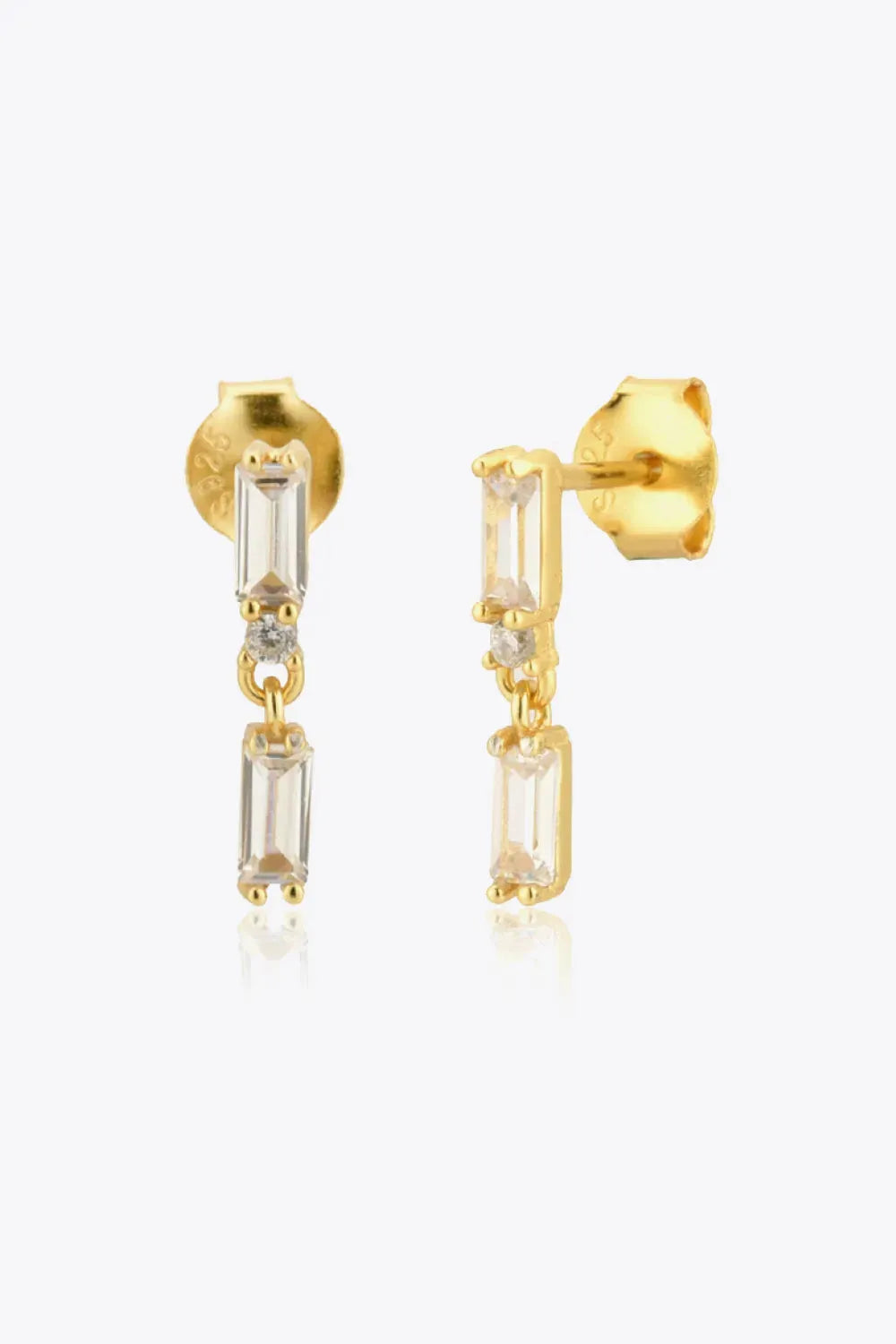 Zircon 925 Sterling Silver Drop Earrings Gold White One Size Earrings - Tophatter Daily Deals