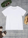 Round Neck Short Sleeve T-Shirt White Women's T-Shirts - Tophatter Daily Deals