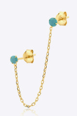 925 Sterling Silver Single Double-Piercing Earring Pastel Blue One Size Earrings - Tophatter Daily Deals