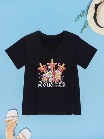 JESUS IS THE ANSWER V-Neck T-Shirt Women's T-Shirts - Tophatter Daily Deals