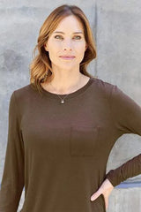 Basic Bae Full Size Round Neck Long Sleeve Top Blouses - Tophatter Daily Deals