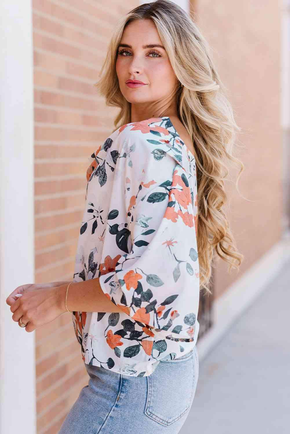 Floral Cowl Neck Blouse Blouses - Tophatter Daily Deals