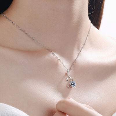 2 Carat Moissanite 925 Sterling Silver Necklace Silver One Size Moissanite - Tophatter Daily Deals