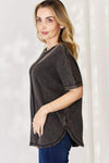 Zenana Oversized Waffle Short Sleeve T-Shirt Women's T-Shirts - Tophatter Daily Deals