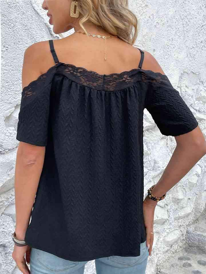 Spaghetti Strap Lace Trim Top Blouses - Tophatter Daily Deals