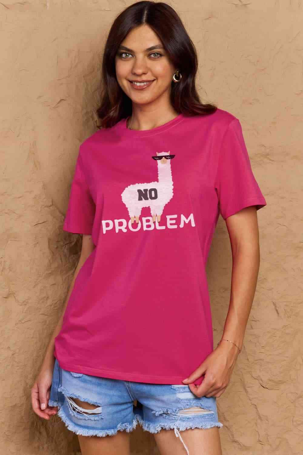 Simply Love Full Size NO PROBLEM Graphic Cotton Tee Women's T-Shirts - Tophatter Daily Deals