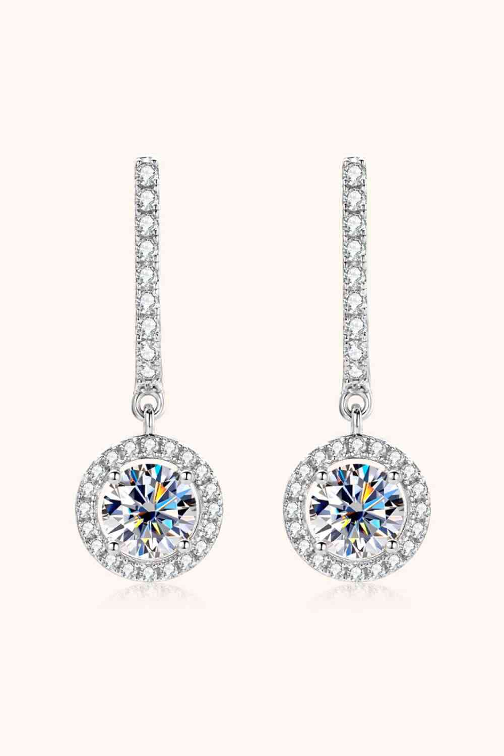 2 Carat Moissanite 925 Sterling Silver Drop Earrings Silver One Size Moissanite - Tophatter Daily Deals