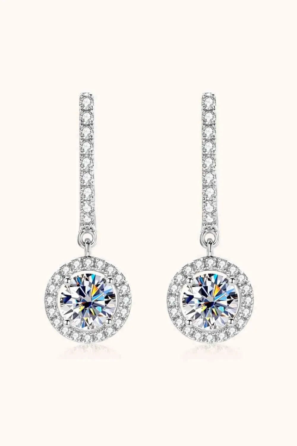 2 Carat Moissanite 925 Sterling Silver Drop Earrings Silver One Size Moissanite - Tophatter Daily Deals