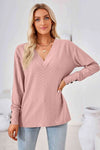 V-Neck Long Sleeve Blouse Blouses - Tophatter Daily Deals