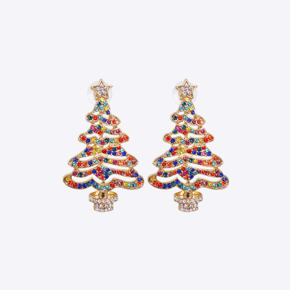 Rhinestone Alloy Christmas Tree Earrings Multicolor One Size Earrings - Tophatter Daily Deals