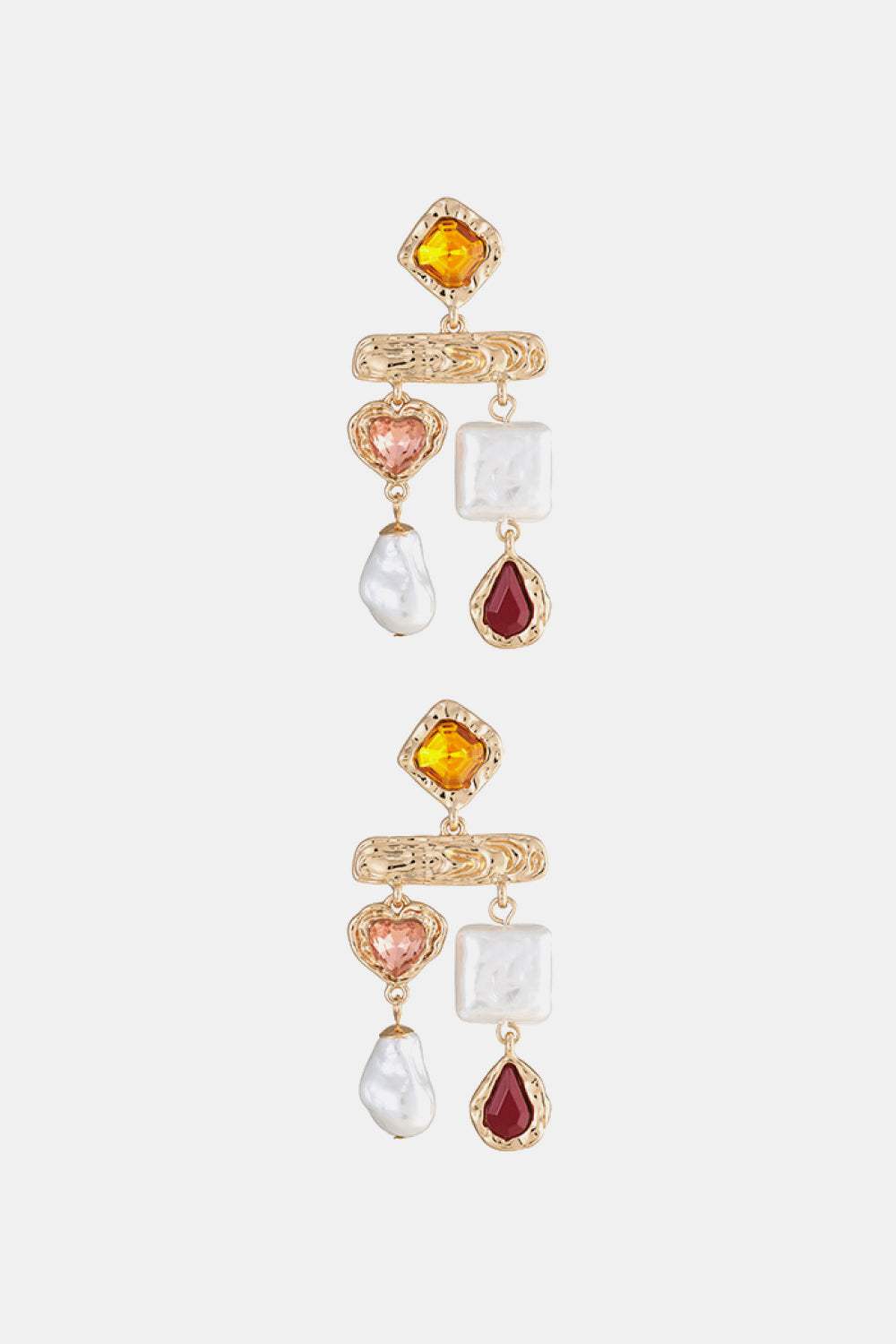 Glass Stone Synthetic Pearl Dangle Earrings Style B One Size Earrings - Tophatter Daily Deals