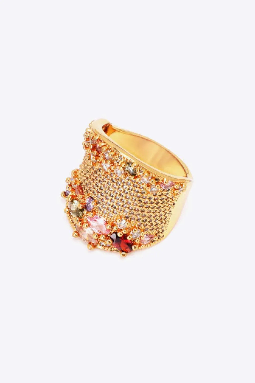 Multicolored Cubic Zirconia Textured Ring Rings - Tophatter Daily Deals