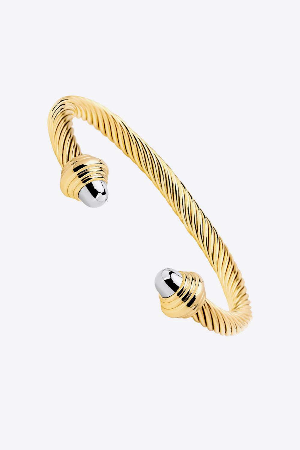 Stainless Steel Twisted Open Bracelet Gold Silver One Size Bracelets - Tophatter Daily Deals