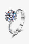 3 Carat Moissanite Rhodium-Plated Side Stone Ring Silver Moissanite - Tophatter Daily Deals