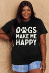 Simply Love Full Size DOGS MAKE ME HAPPY Graphic Cotton T-Shirt Black Women's T-Shirts - Tophatter Daily Deals