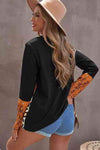 Mixed Print Color Block Long Sleeve Top Women's T-Shirts - Tophatter Daily Deals