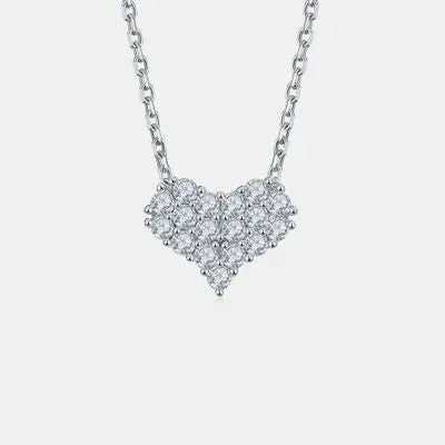 Moissanite 925 Sterling Silver Heart Necklace Moissanite - Tophatter Daily Deals