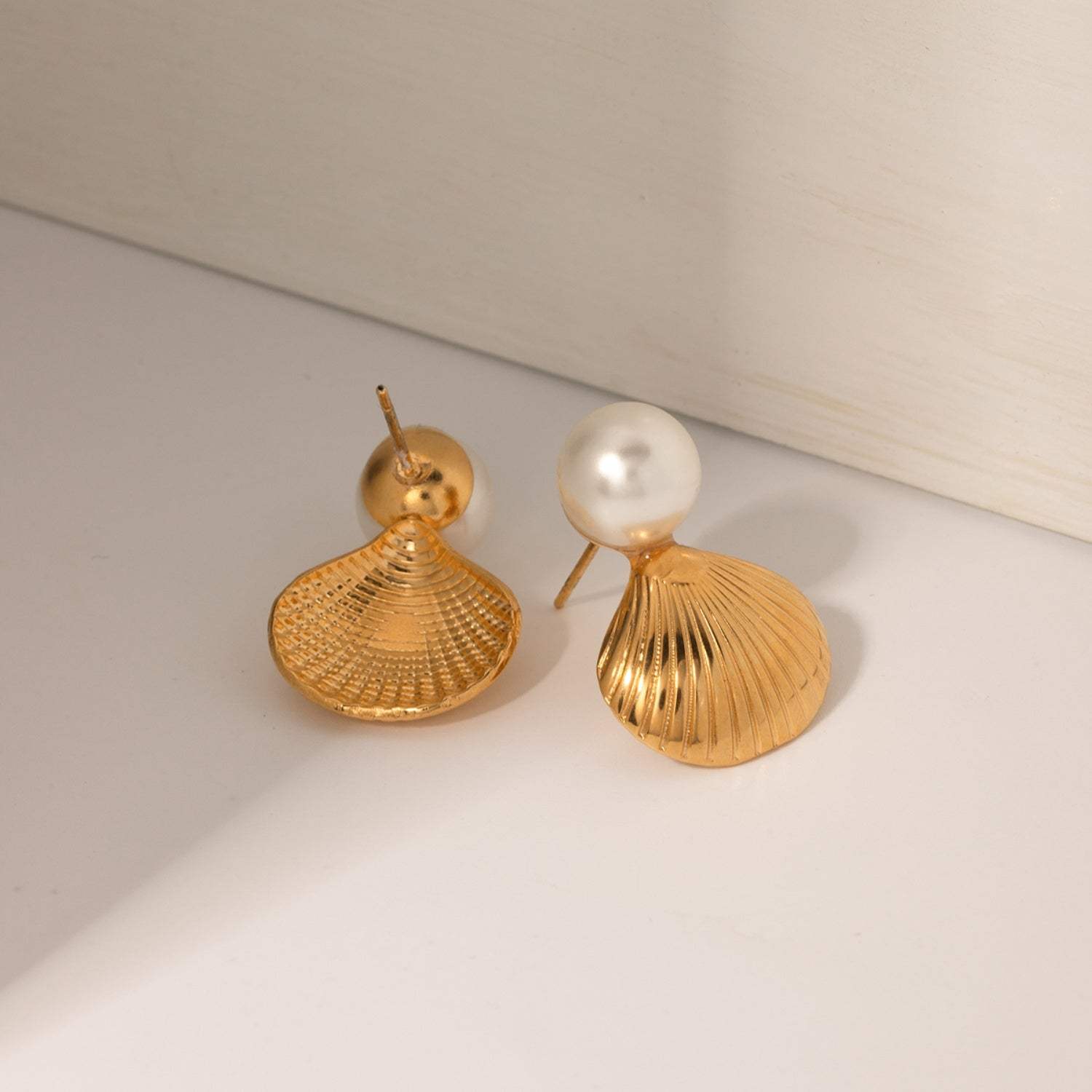 18K Gold-Plated Stainless Steel Shell Shape Earrings Earrings - Tophatter Daily Deals