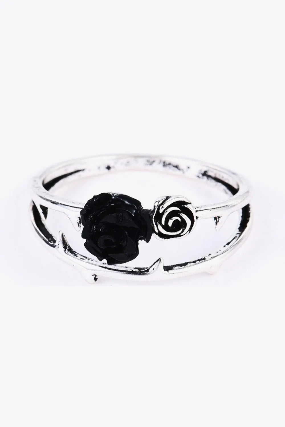 Rose Zinc Alloy Ring Black One Size Rings - Tophatter Daily Deals