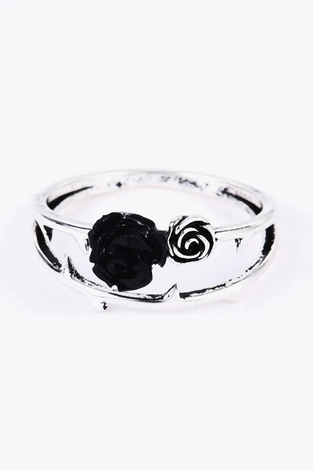 Rose Zinc Alloy Ring Black One Size Rings - Tophatter Daily Deals
