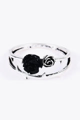 Rose Zinc Alloy Ring Black One Size Rings - Tophatter Daily Deals