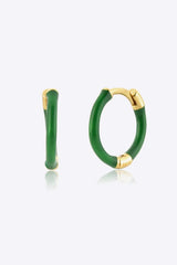 925 Sterling Silver Huggie Earrings Mid Green One Size Earrings - Tophatter Daily Deals