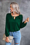 Pleated Detail Cutout Puff Sleeve Blouse Blouses - Tophatter Daily Deals