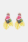 Leaf & Flower Shape Zinc Alloy Dangle Earrings Canary Yellow One Size Earrings - Tophatter Daily Deals