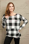 Double Take Plaid Long Sleeve Tunic Sweatshirt Plaid Blouses - Tophatter Daily Deals