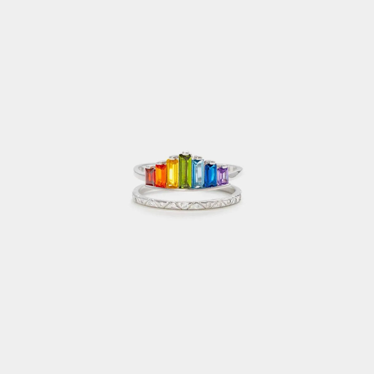 Zircon 925 Sterling Silver Double-Layered Ring Silver 7 Rings - Tophatter Daily Deals