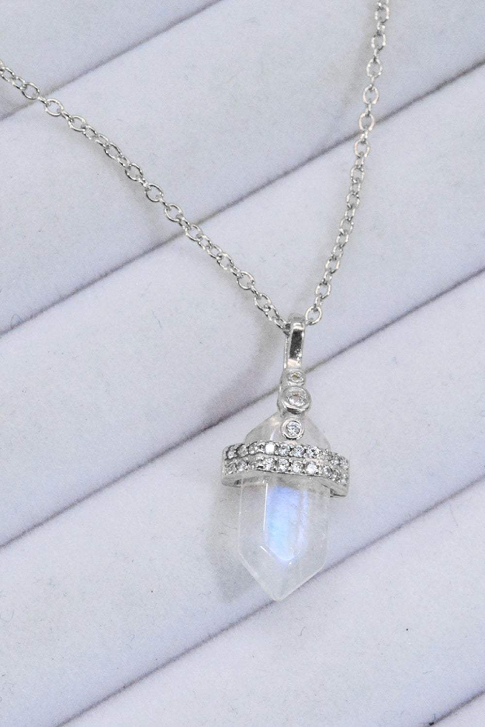 925 Sterling Silver Moonstone Pendant Necklace Moonstone - Tophatter Daily Deals