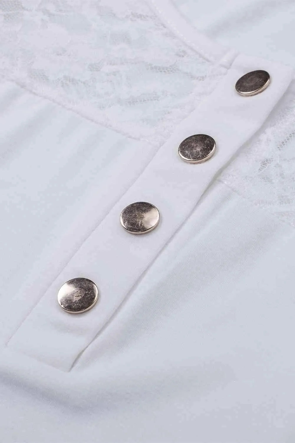 Contrast Lace Button Up Top Blouses - Tophatter Daily Deals