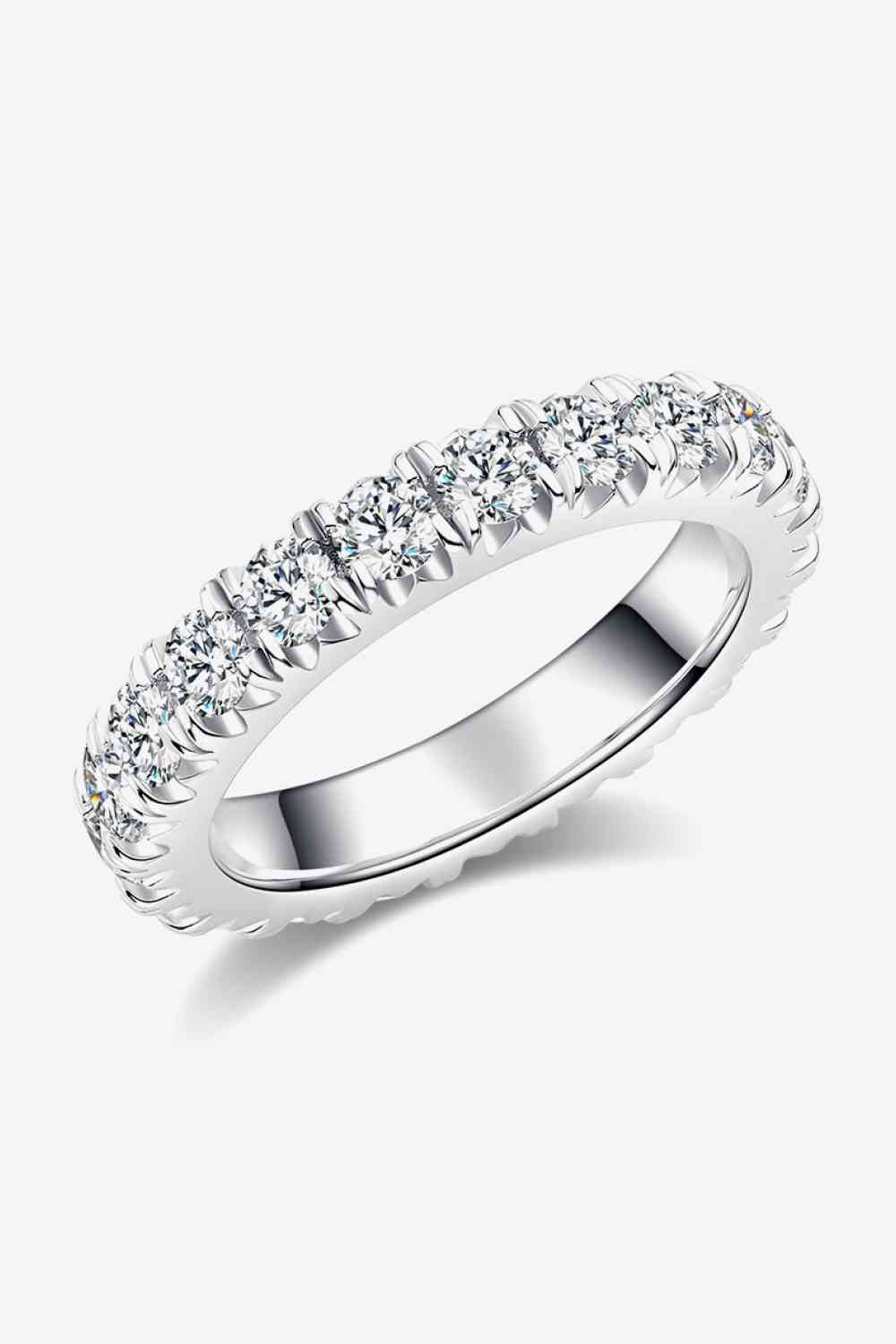 Adored 2.3 Carat Moissanite 925 Sterling Silver Eternity Ring Moissanite - Tophatter Daily Deals