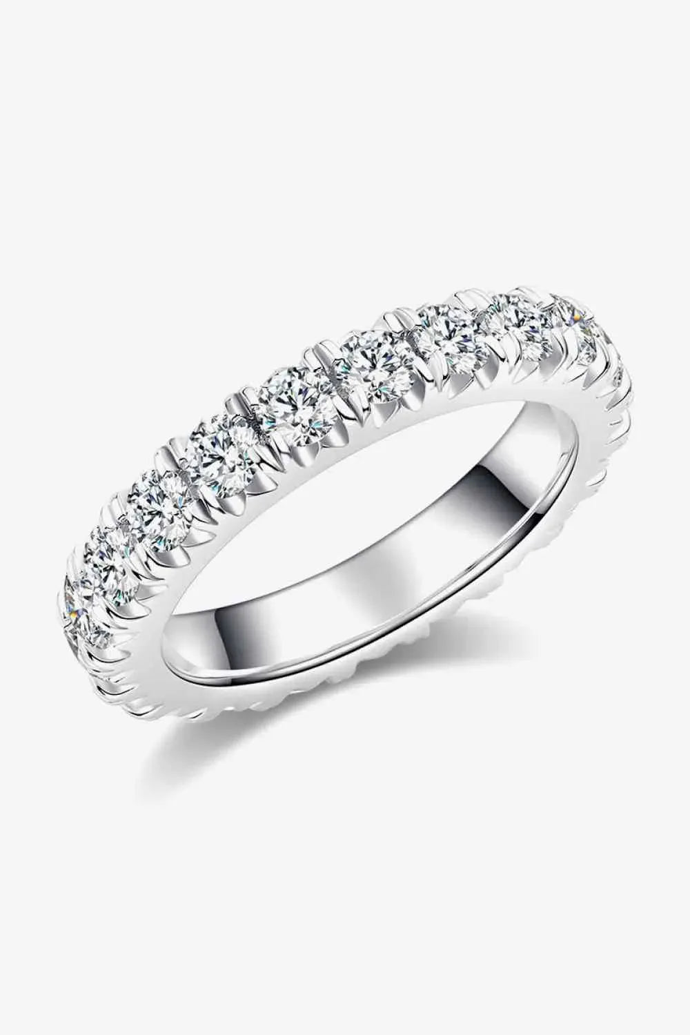 Adored 2.3 Carat Moissanite 925 Sterling Silver Eternity Ring Moissanite - Tophatter Daily Deals
